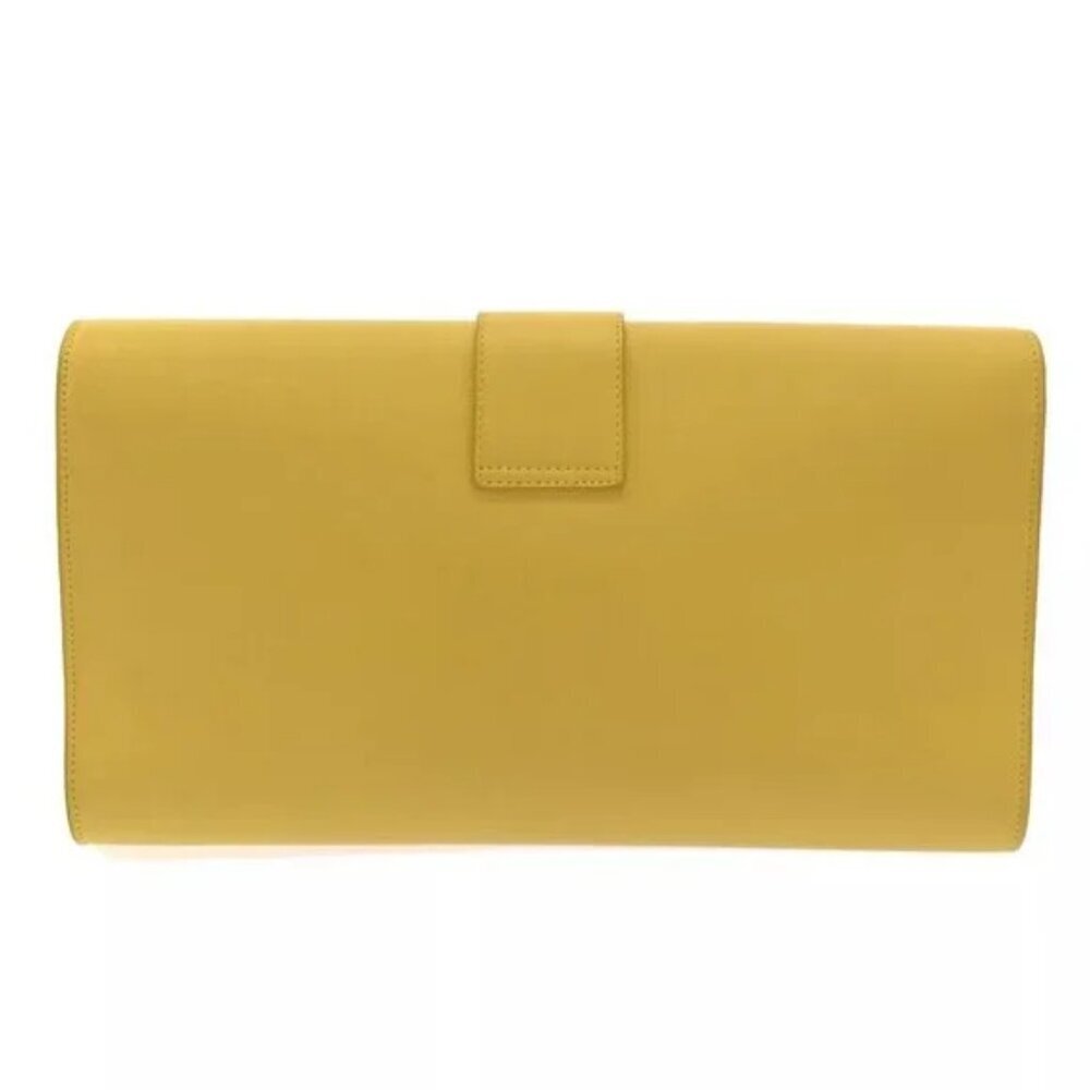 100% Authentic SAINT LAURENT PARIS Yellow Gold Leather Clutch Bag 500-11524 - Picture 2 of 12